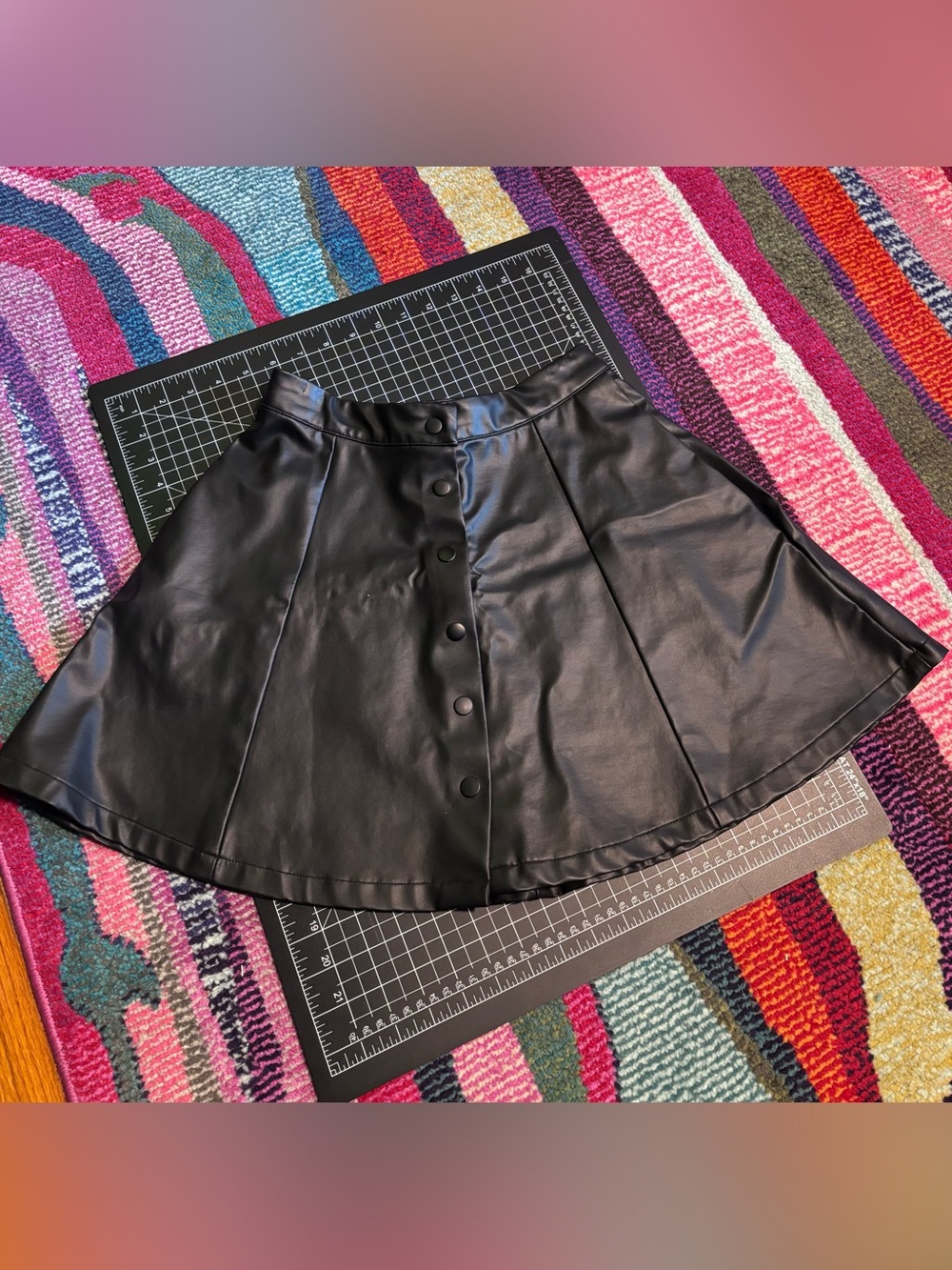 Vintage Nasty Gal PVC Snap Button Skater Skirt with Pockets - Size Small